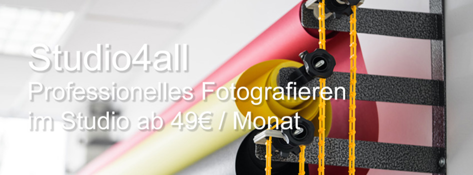 Studio4all - Professionelles Fotografieren im Studio ab 49€ / Monat